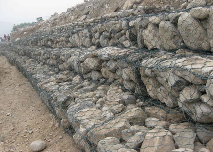 la caja hexagonal Znal de Galfan Gabion del agujero 4x2x0.3 cubrió el alambre Mesh Retaining Wall del hierro 3