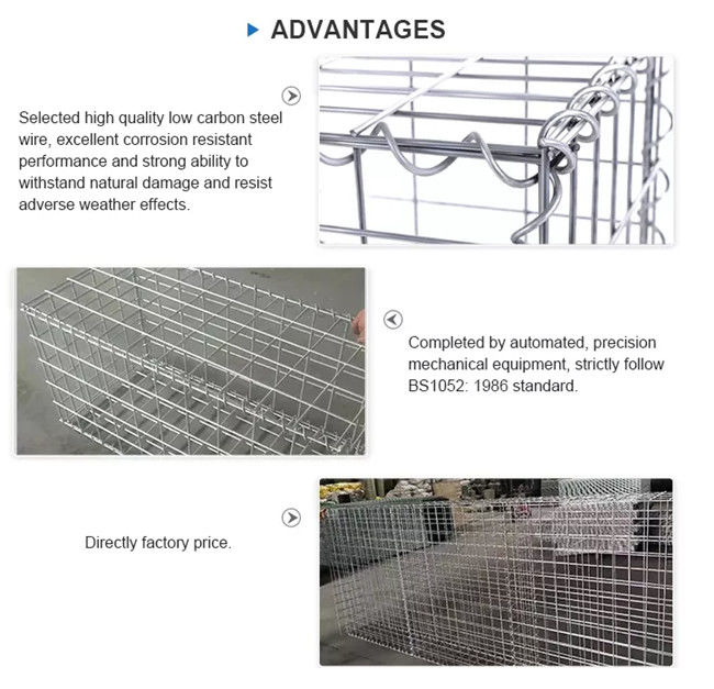 Jaula decorativa soldada con autógena los 2x1x1m de Diy Mesh Gabions Retaining Wall Basket 0