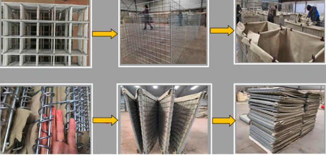 Barrera a prueba de explosiones 5.0m m Dia Welded Gabion Box del bastión de Hesco de la pared de la protección 0