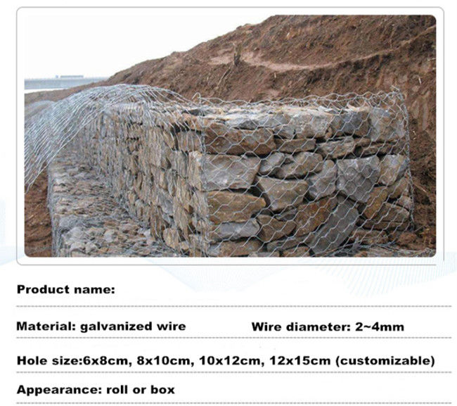 el 12*15cm 5 cestas de Gabion de los metales de Gabion Mesh Basket Galfan Fine Mesh del metal de la torsión 0