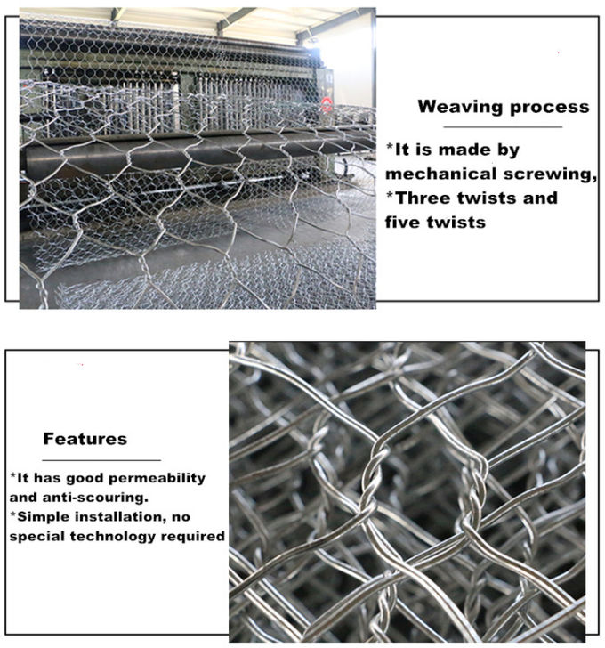 La piedra pesada de Gabion Mesh Baskets 2.8m m del hexágono del cinc llenó el alambre Mesh Wall 0
