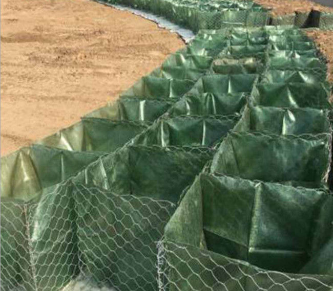 Jaula hexagonal de la cesta del SGS ISO 80x100m m Gabion con el bolso verde de Geotexile 1