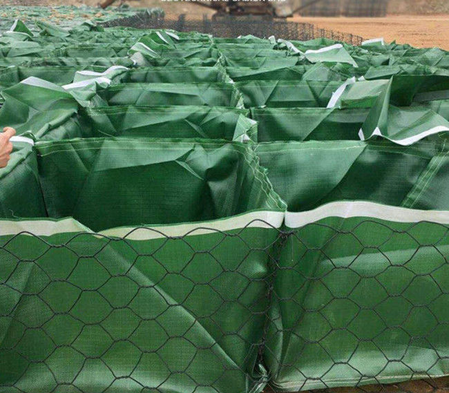 Jaula hexagonal de la cesta del SGS ISO 80x100m m Gabion con el bolso verde de Geotexile 0