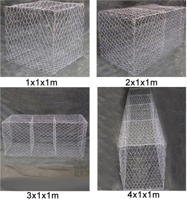 la caja los 4x1x1m hexagonal PE de 60mm×80m m Gabion cubrió para la protección de la línea de la playa 0