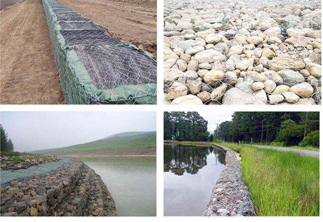 La caja galvanizada sumergida caliente hexagonal 270g/M2 de Gabion del revestimiento cubre con cinc revestido 4