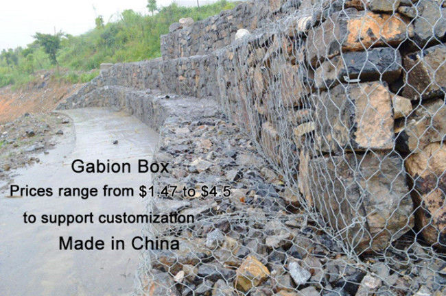 la caja los 4x1x1m hexagonal PE de 60mm×80m m Gabion cubrió para la protección de la línea de la playa 2