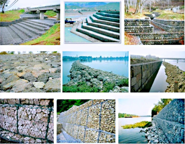 Pvc largo de los 2m Galfan que cubre la caja galvanizada de Gabion para la construcción del canal 2