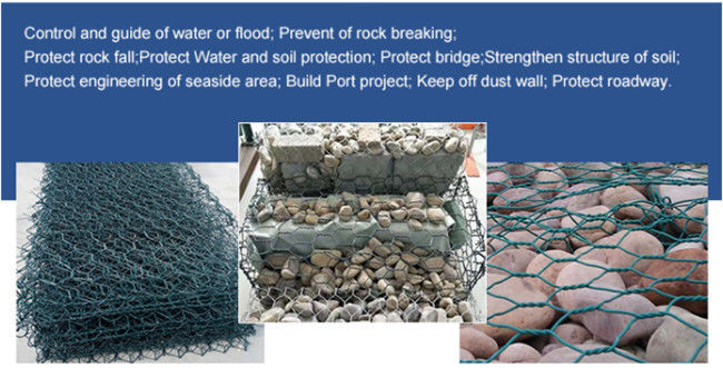 La caja galvanizada sumergida caliente hexagonal 270g/M2 de Gabion del revestimiento cubre con cinc revestido 0