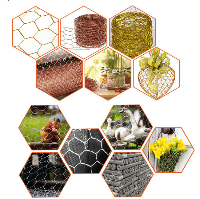 malla de alambre de cobre hexagonal BWG 22 del pollo de 5/8" de 16m m 24 indicadores 25 1