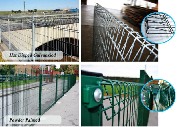 El top de rollo revestido del polvo BRC de RAL 6005 soldó con autógena el agujero de Mesh Fence Panels 50x150 0