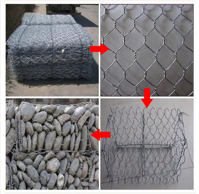 la piedra revestida del control de inundaciones de Gabion de la caja del cinc 270g/M2 llenó 3M X el 1m los x 0.5m 1