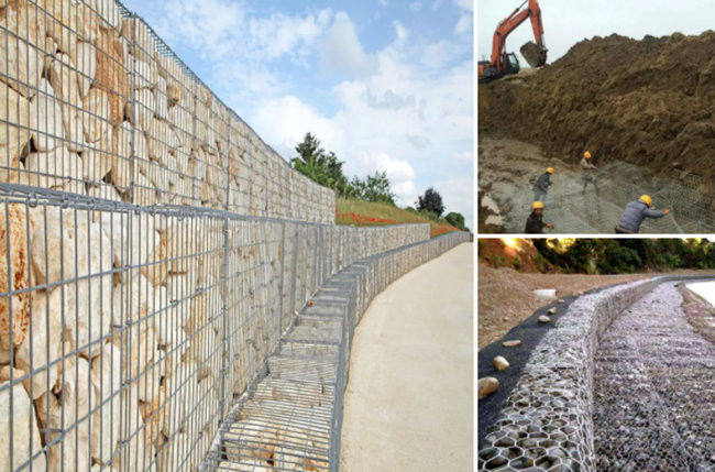 el muro de contención del alambre de acero de 3m m galvanizó la caja soldada con autógena de Gabion 2
